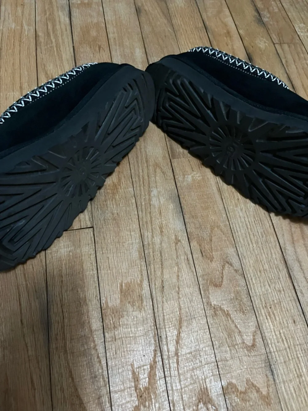 UGG Black Moccasin Slippers with Contrast Stitch - Picture 2 of 5